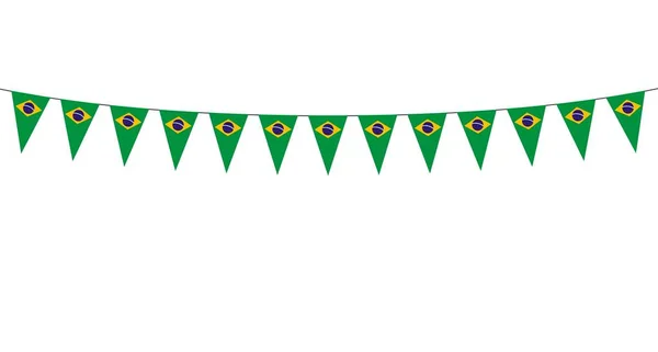 Guirnalda Con Banderines Brasileños Sobre Fondo Blanco — Vector de stock