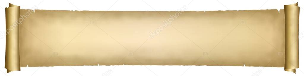 Banner with a parchment unrolled on a white background