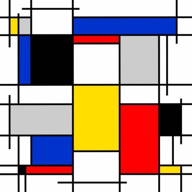 Soyut boya, geometrik, siyah, mavi, sarı, kırmızı 