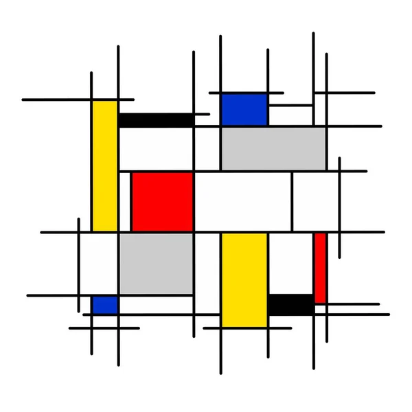 Pintura Abstrata Geométrica Preta Azul Amarela Vermelha — Vetor de Stock