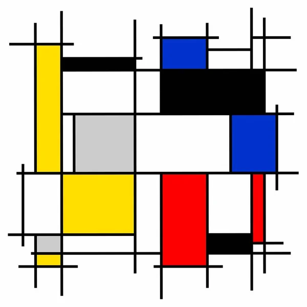 Peinture Abstraite Géométrique Noir Bleu Jaune Rouge — Image vectorielle