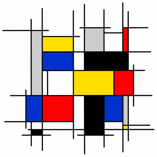 Peinture Abstraite Géométrique Noir Bleu Jaune Rouge — Image vectorielle