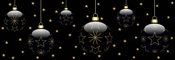 3D hanged Christmas balls isolated on a black background