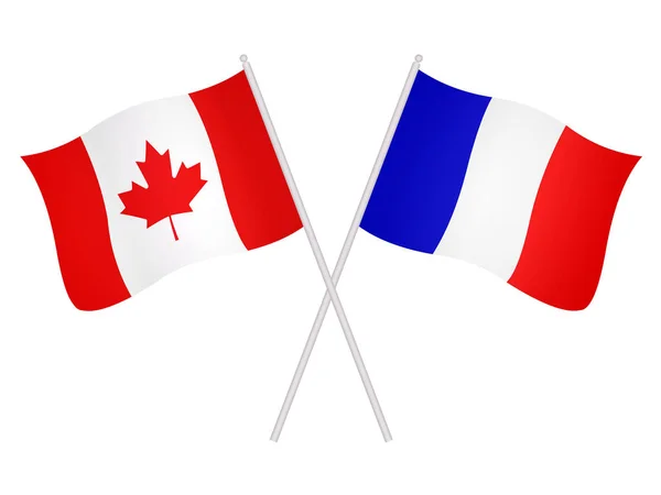Bandeiras França Canadá Isoladas Fundo Branco — Fotografia de Stock
