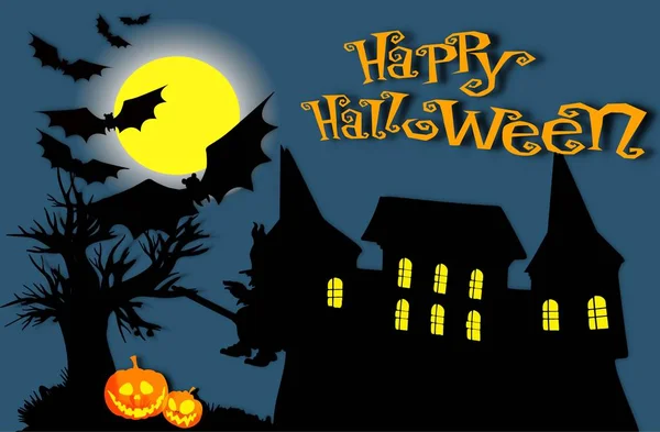 Happy Halloween Card Template on dark background.Creative style. - Illustration