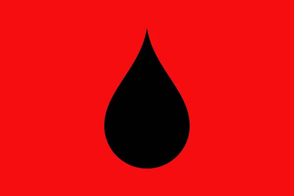 Icono Gota Negra Sobre Fondo Rojo — Foto de Stock