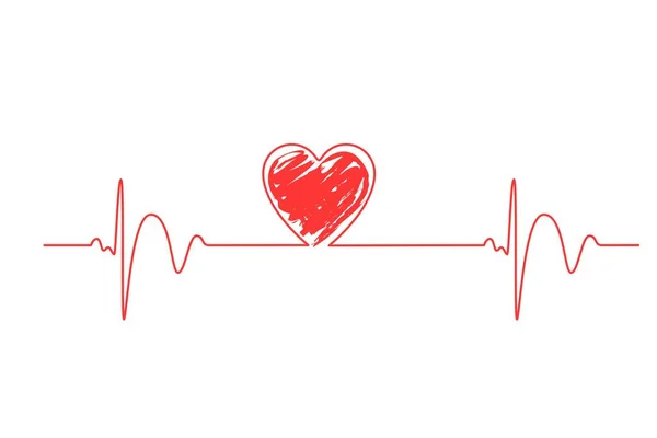 Heartbeat Konceptet Stil Vit Bakgrund Illustration — Stockfoto