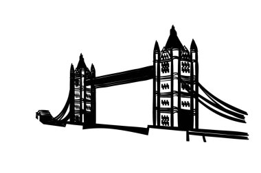 London Bridge Tower Landmark siluet beyaz arka plan üzerinde. Çizim stili - illüstrasyon