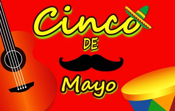 Cinco Mayo Plakat Ręcznie Rysowane Napis — Zdjęcie stockowe