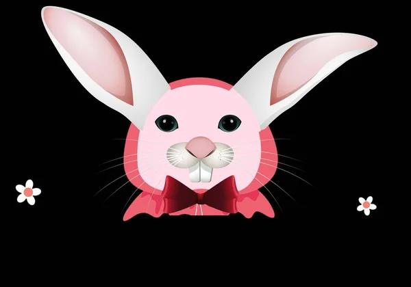 Happy Easter Rabbit Pink Cute Bunny Dark Background Illustration — стоковое фото