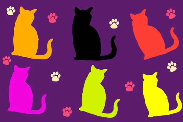 Katzensilhouetten Illustrationskonzept Stil — Stockfoto