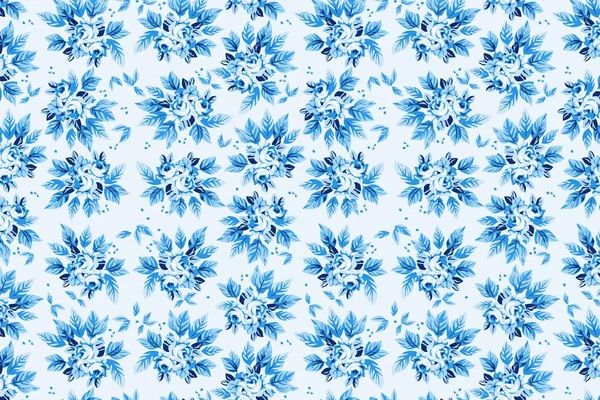 Modré Květy Vzorek Pozadí Ilustrace Design — Stock fotografie