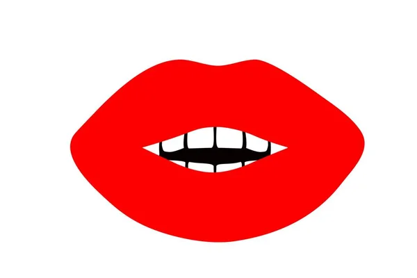 Mujer Sexy Labios Rojos Icono Blanco Ilustración —  Fotos de Stock