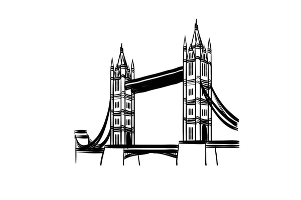 Εικόνα Του Εικονιδίου Tower Bridge Λευκό Φόντο Απεικόνιση — Φωτογραφία Αρχείου