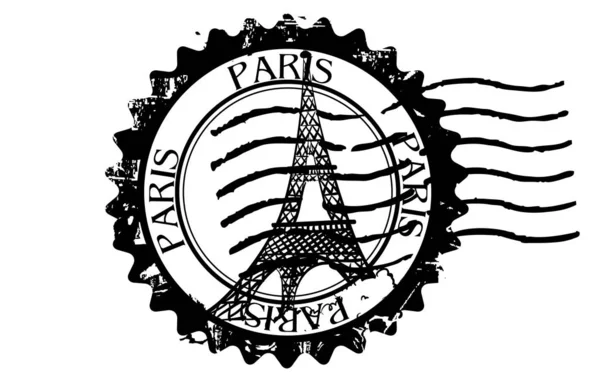 Eiffel Tower Ikona Razítkem Bílém Pozadí — Stock fotografie