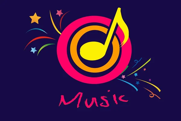 Diseño Del Logo Musical Sobre Fondo Oscuro Ilustración — Foto de Stock