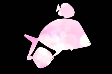 Pembe Balık - Koyu arka plan üzerine illüstrasyon tasarımı.