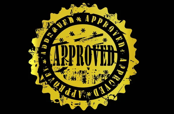 approved. stamp.gold round grunge approved sign on black background.illustration