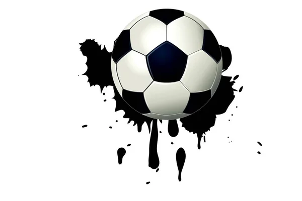 Иллюстрация Футбольного Мяча Черной Акварели — стоковое фото