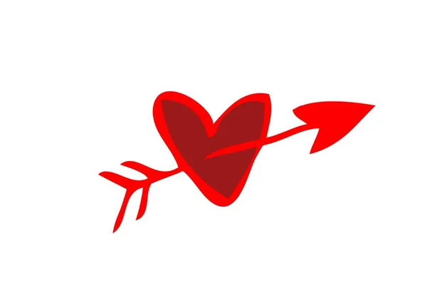 Beyaz Arka Plan Üzerinde Kırmızı Aşk Oku Simgesi Resim — Stok fotoğraf