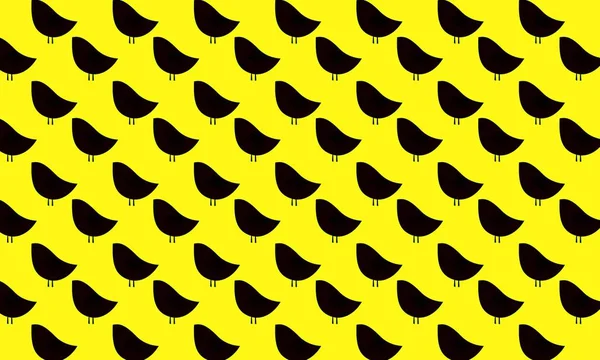 Svarta Fåglar Gul Bakgrund Illustration Design — Stockfoto