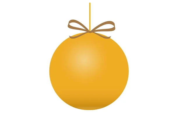 Weihnachtsbaum Goldkugel Mit Schleife Goldkugeln Dekoration Isoliert Auf Weißem Hintergrund — Stockfoto
