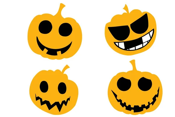 Icona Zucca Halloween Impostato Bianco Illustrazione — Foto Stock