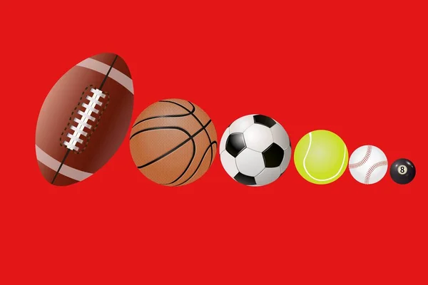 Illustration Ballon Sportif Sur Fond Rouge — Photo