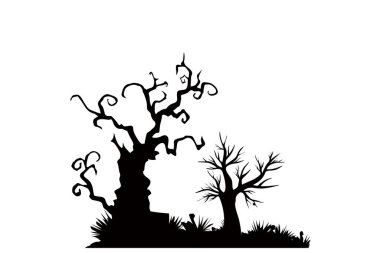 cadılar bayramı ağaçları beyaz arka plan.illustration izole