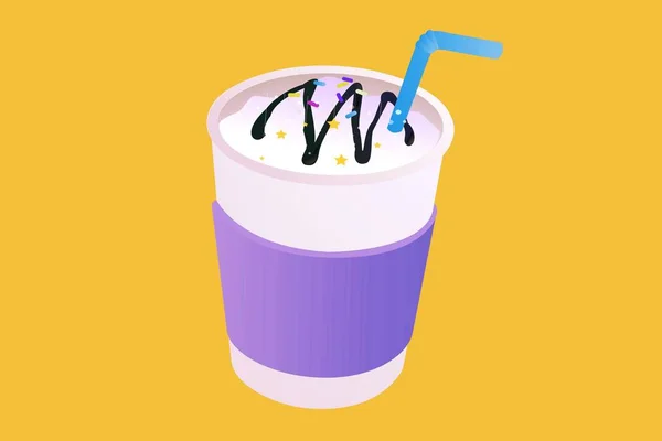 Schokoladenshake Mit Sahne Auf Weiß Illustration — Stockfoto