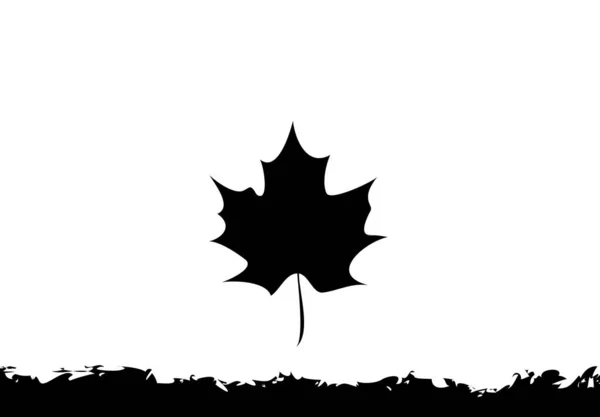 Black Autumn Leaf Sign Vector Flat Design White Background — Stock Photo, Image