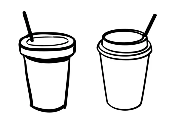 Tasse Zum Mitnehmen Symbol Zeilensymbol Auf Weißem Hintergrund — Stockfoto