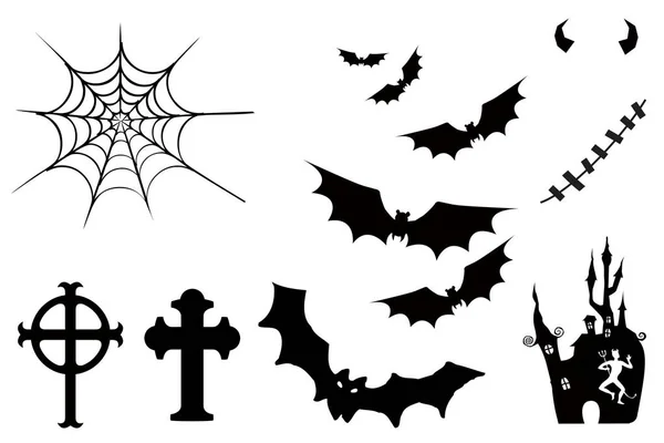 Glückliche Sammlung Von Halloween Ikonen Auf Weißem Hintergrund Illustrationsdesign — Stockfoto