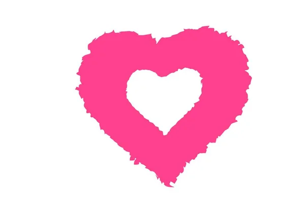 Logo Cuore Rosa Isolato Sfondo Bianco Disegno Illustrazione — Foto Stock