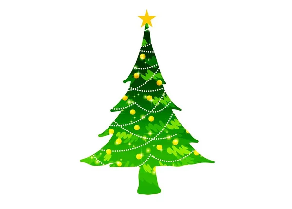 Albero Natale Sfondo Bianco Disegno Illustrazione — Foto Stock