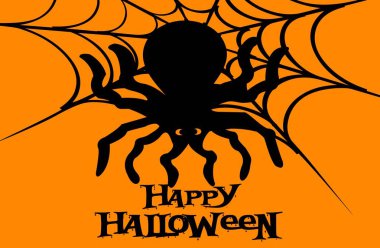 Siyah örümcek ile cadılar bayramı arkaplanı - illüstrasyon tasarımı 