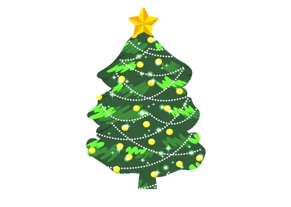 Árbol Navidad Sobre Fondo Blanco Diseño Ilustración —  Fotos de Stock