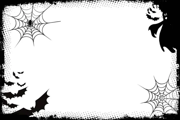 バットとクモのいるグランジハロウィーンの背景幽霊は白い — ストック写真
