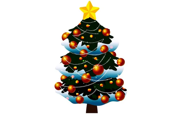 Christmas Tree Isolated White Background Illustration Design — 스톡 사진