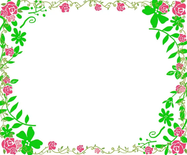 Lente Frame Van Bloemen Bladeren Wit — Stockfoto