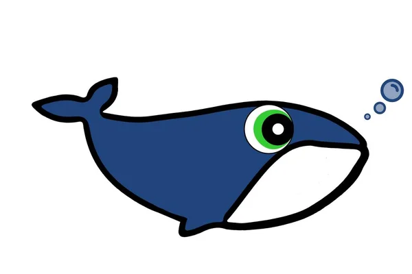 在白色背景上隔离的蓝鲸标志 — 图库照片