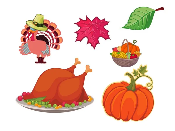 Thanksgiving Day Icons Set White Background Illustration Design — Stock Photo, Image