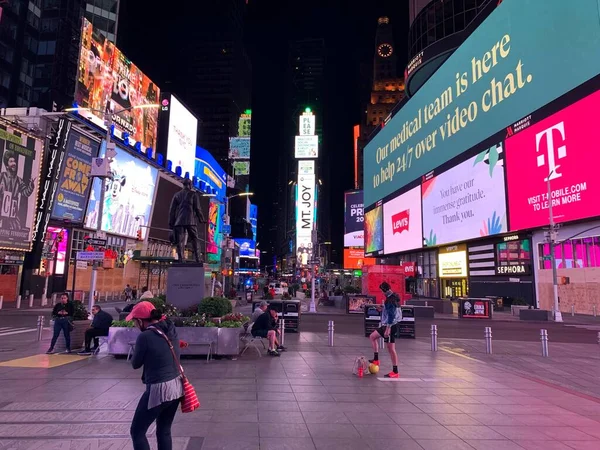 New York City Usa June 2020 Times Square Broadway Night — Stock Photo, Image