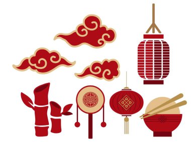 Çin 'in yeni yıl fenerleri beyaz arka planda izole edilmiş.