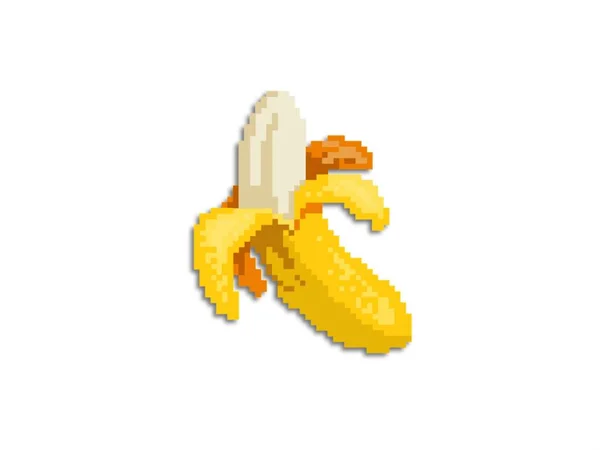 Gelbe Banane Auf Weißem Hintergrund Pixelkonzept Illustrationsdesign — Stockfoto
