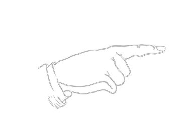 Beyaz arka planı işaret eden bir parmak ile. resimleme tasarımı 