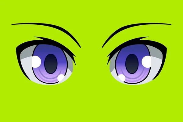 Аніме Очі Зеленому Тлі Дизайн Ілюстрації — стокове фото