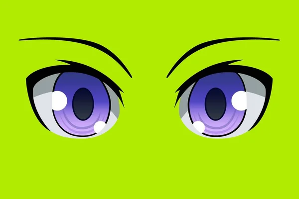 Ojos Anime Sobre Fondo Verde Diseño Ilustración —  Fotos de Stock