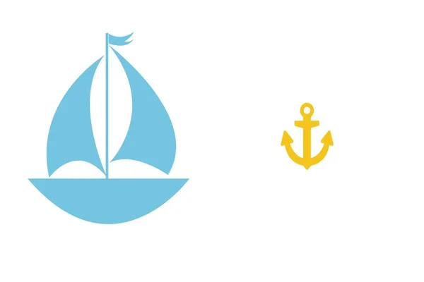 Logotipo Nave Salling Sobre Fondo Blanco Ilustración Estilo Diseño —  Fotos de Stock