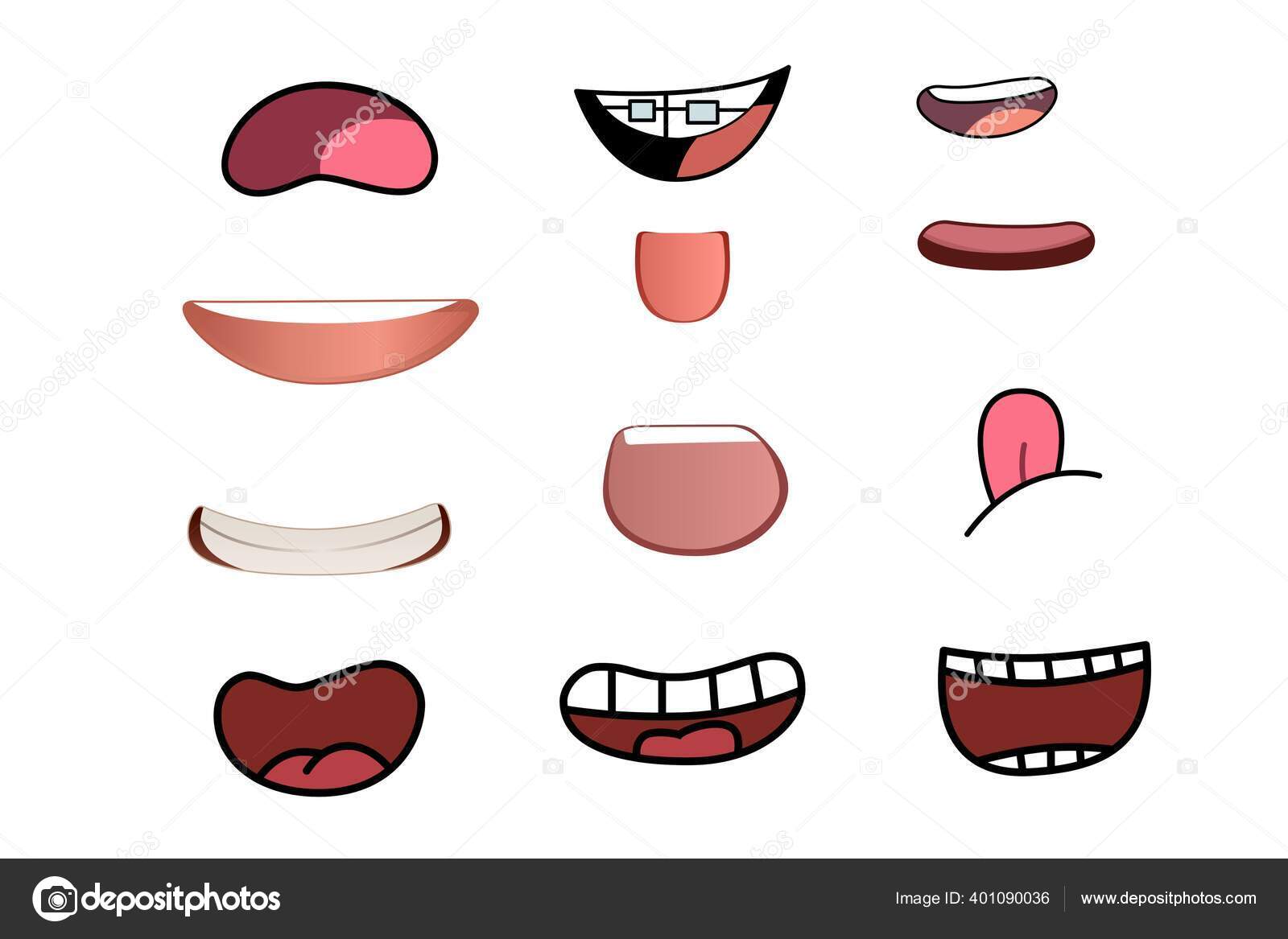 Funny Cartoon Mouths Set Different Expressions Smile Teeth Sticking Out Stock Photo by ©Auncha25 401090036 Funny Cartoon Mouths Set Different Expressions Smile Teeth Sticking Out Stock Photo by ©Auncha25 401090036